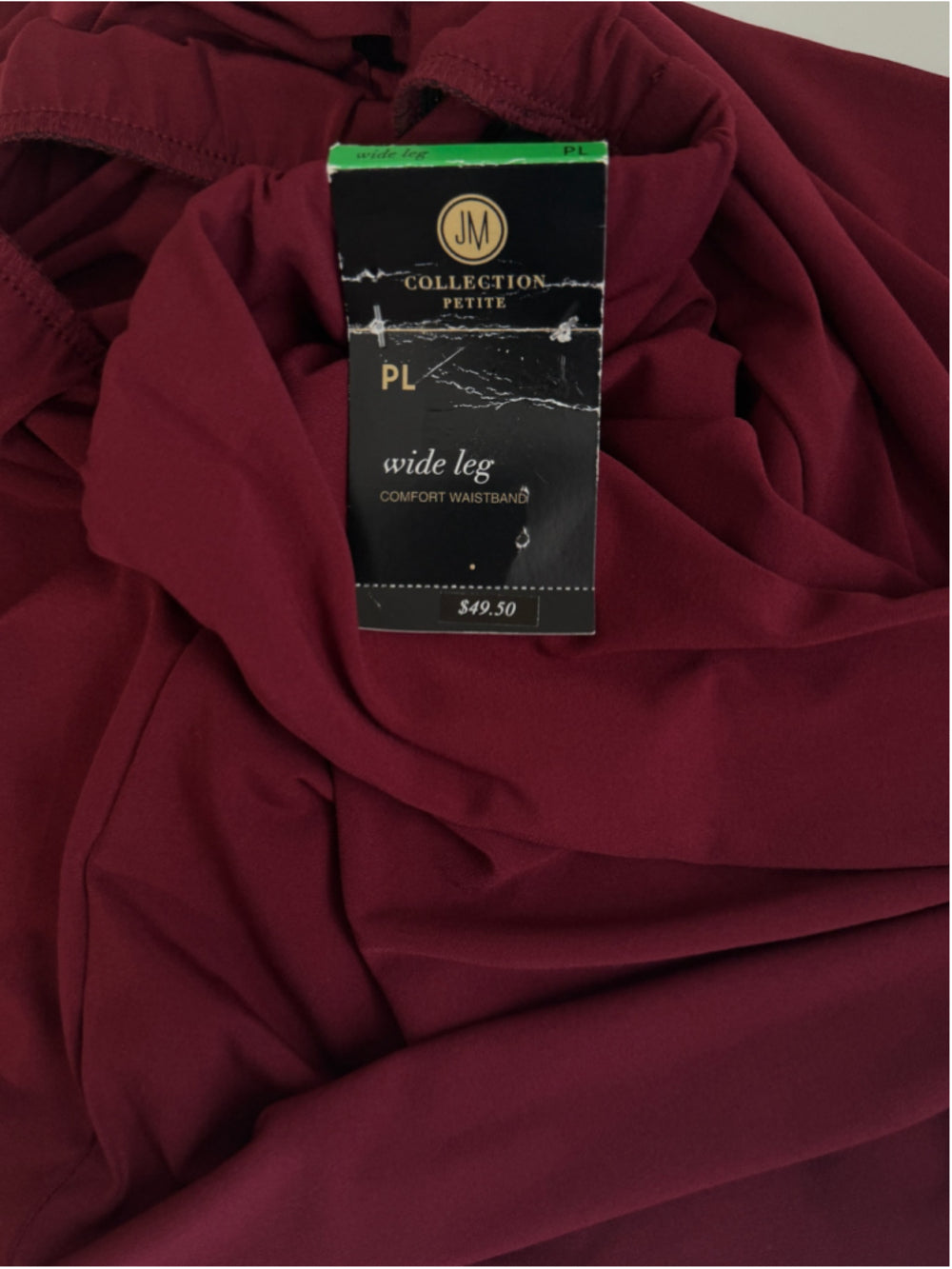 JM Collection LP Burgundy Knit Pull-On Dress Pants w/ Elastic Waist NWT