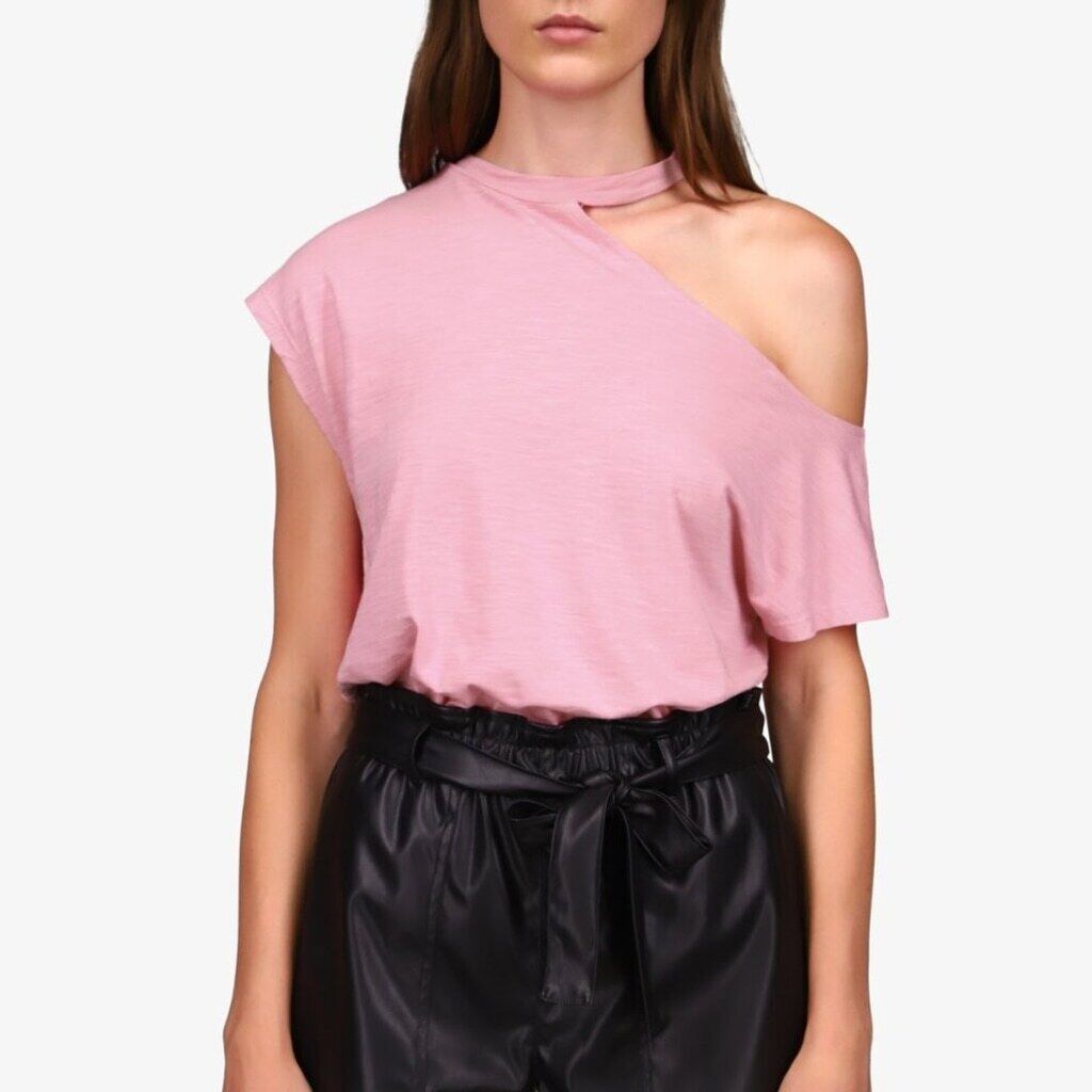 Sanctuary Size XS Light Pink Part-Time Lover Trendy Cut-Out T-Shirt NWT