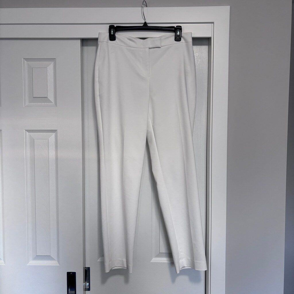 Anne Klein 4 Dress Pants Bowie Double-Weave Straight-Leg High Rise White NWT