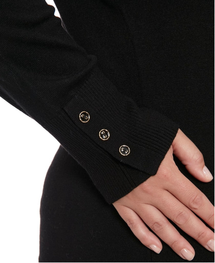 Joseph A. Plus Size 2X Black Turtleneck Knit Sweater with Button Cuff Detail NWT