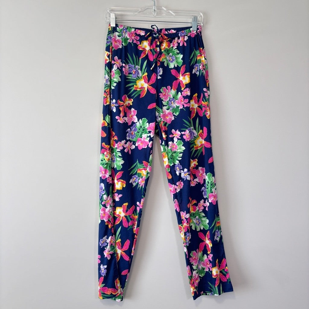 Ralph Lauren Women's M Navy & Multicolor Floral 2-Pc. Printed Pajamas Set NWT