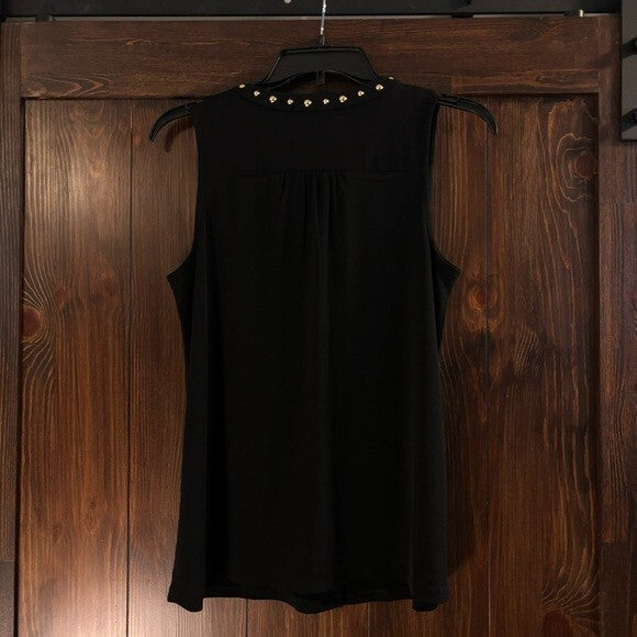 I.N.C.  International Concepts Women's Black V-Neck Stud-Trim Tank Top NWT