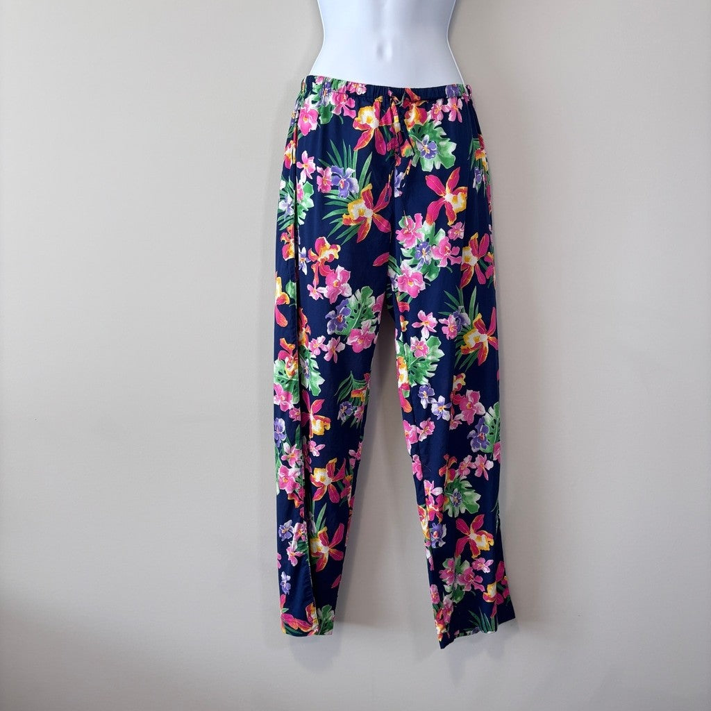 Ralph Lauren Women's M Navy & Multicolor Floral 2-Pc. Printed Pajamas Set NWT