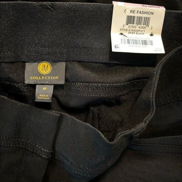 JM Collection Petite Tummy-Control Curvy Fit Black Dress Pants NWT