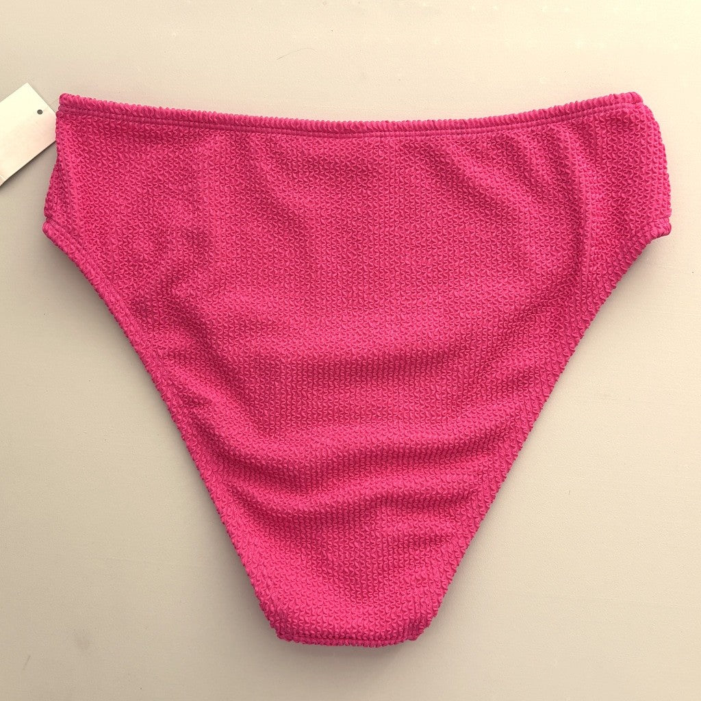 Bar III Women's Medium Hot Pink High Leg High Rise Textured Bikini Bottoms NWT