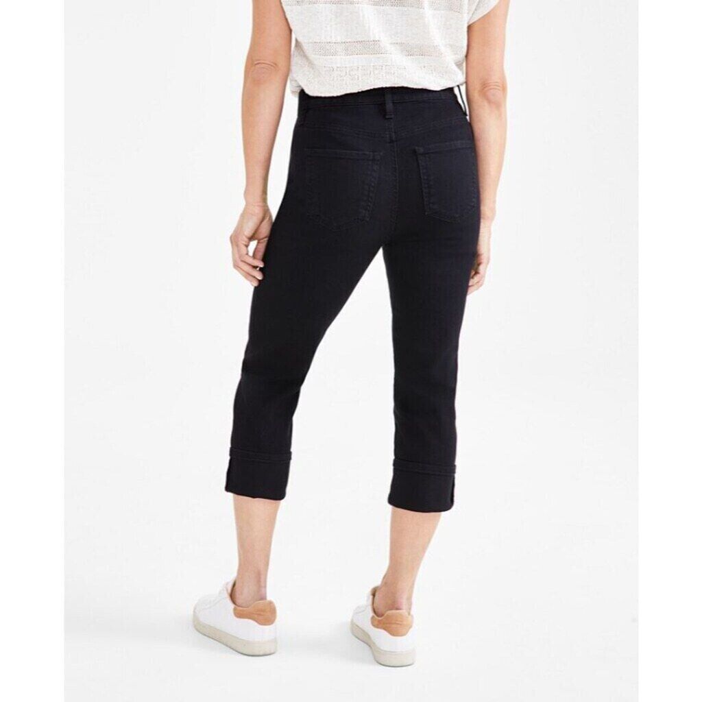 Style & Co Women's Curvy Cuffed Capri Black Jeans NWT