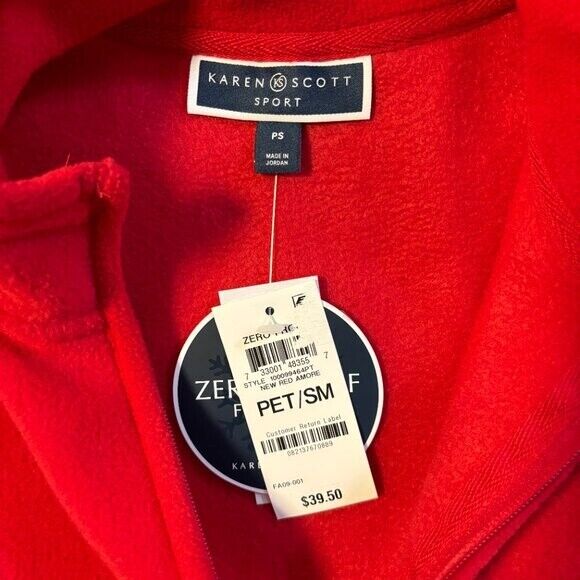 Karen Scott Women's Petite Red Princess-Seam Zeroproof Fleece Vest NWT