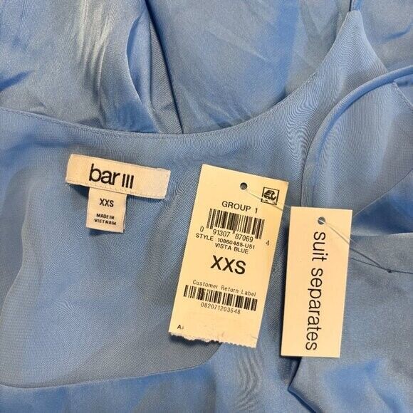 Bar III Women's Blue Satin Spaghetti-Strap Scoop-Neck Lined Camisole NWT