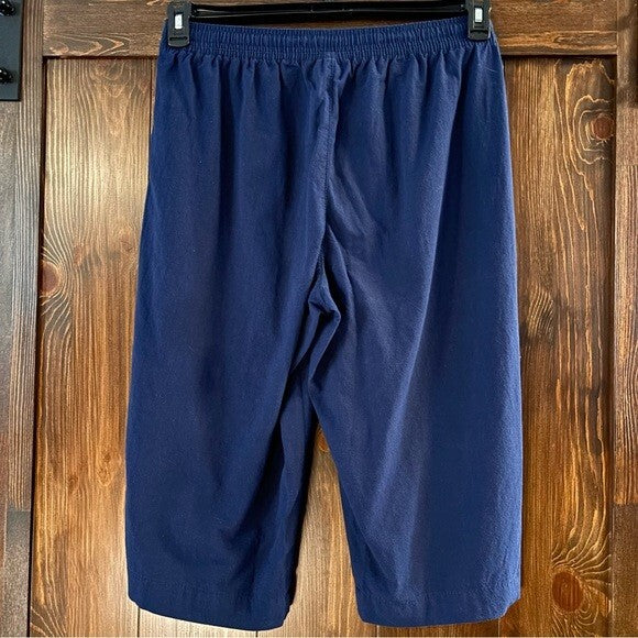Karen Scott Petite Solid Quinn Cotton Navy Blue Capri Pants NWT