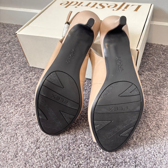 Life Stride Women's 7 Teller Light Beige Neutral Slingback Peep Toe Pumps NIB