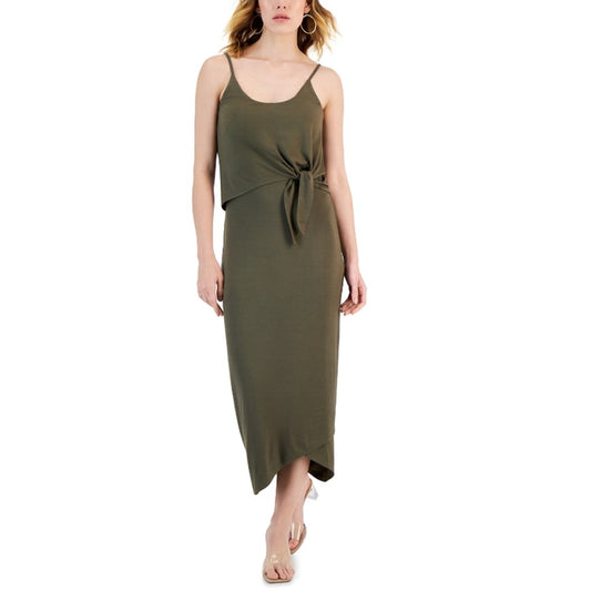 INC International Concepts Women's XL Olive Green Tie-Waist Midi Dress NWT