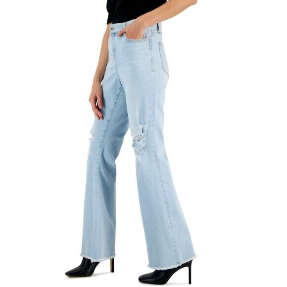 I.N.C. International Concepts Women's Mid-Rise Destructed Flare-Leg Jeans NWT