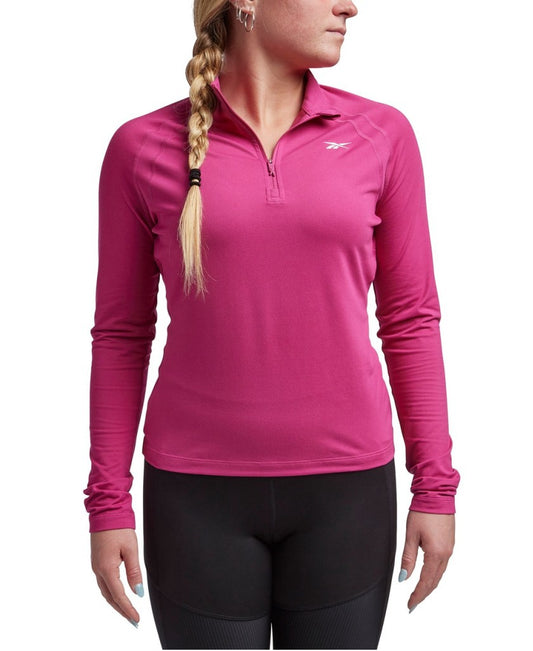 Reebok ID Performance Size XS 1/4 Zip Hot Pink Workout Top NWT