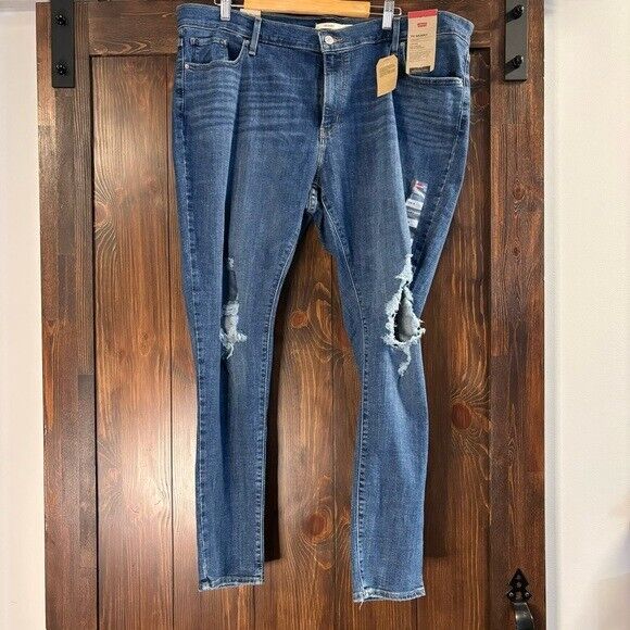 LEVI'S 711 Plus Size Distressed Skinny Jeans, Medium Wash NWT