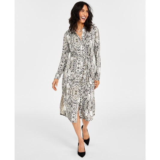 INC International Concepts Women's Snakeskin Printed Shirtdress NWT