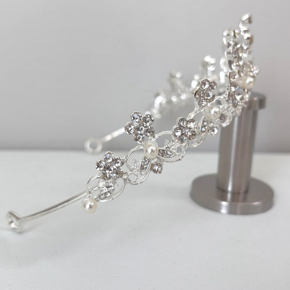 Floral Garden Baroque Rhinestones Crystal Silver Tiara / Crown NWT