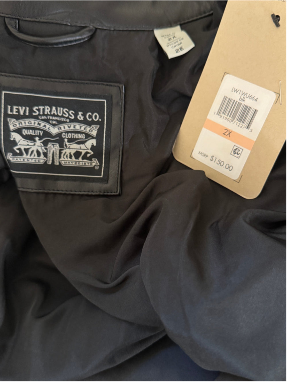 Levi's Plus Size 2X Black Faux Leather Belted Shirt Jacket / Shacket NWT