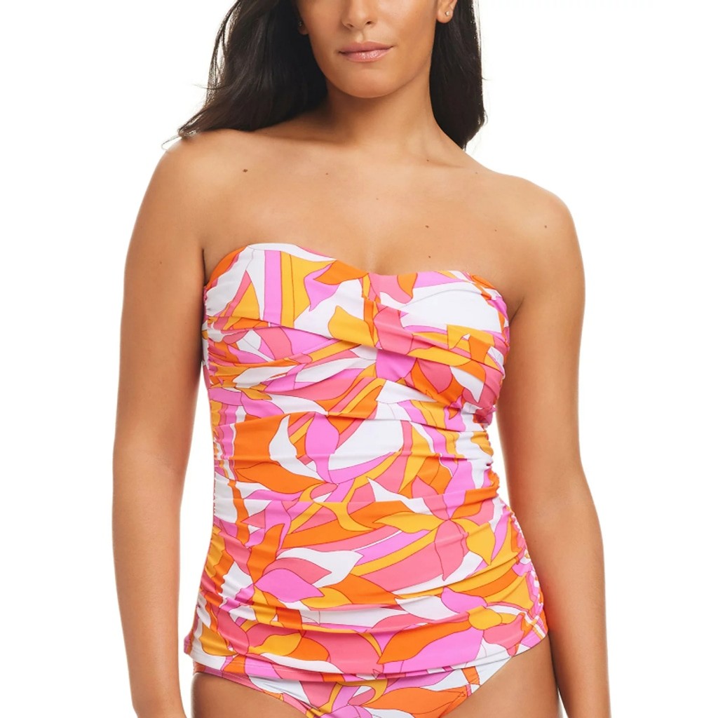 Beyond Control Women's Size 10 Pink Orange Swirl Convertible Tankini Top NWT