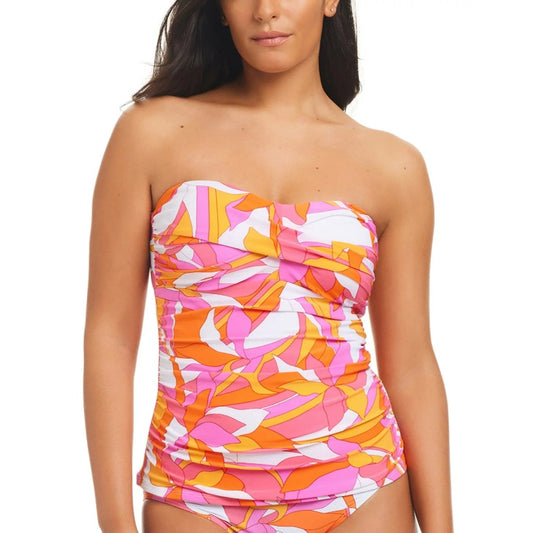 Beyond Control Women's Size 10 Pink Orange Swirl Convertible Tankini Top NWT