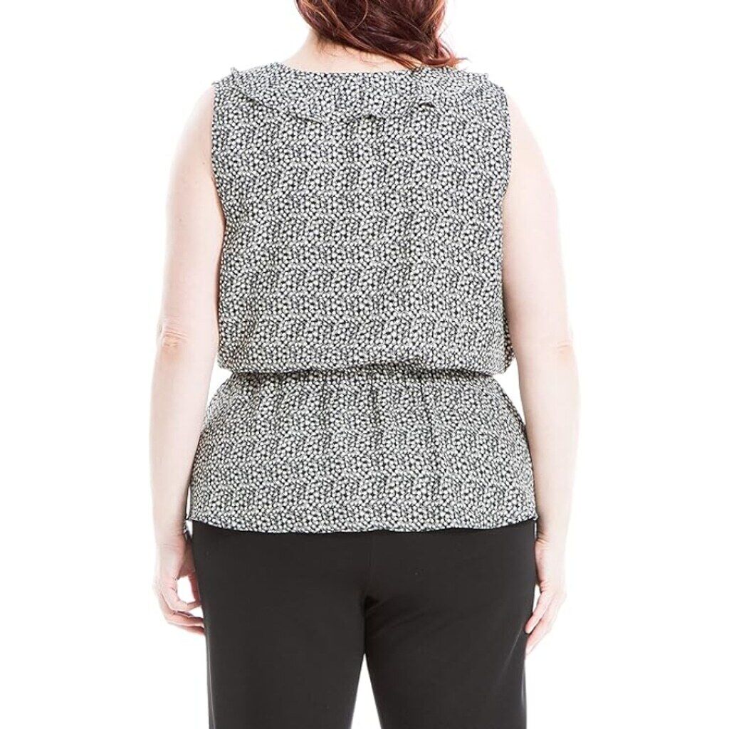 Max Studio Women's Plus Size 3X Black & White Ruffle Wrap Blouse NWT