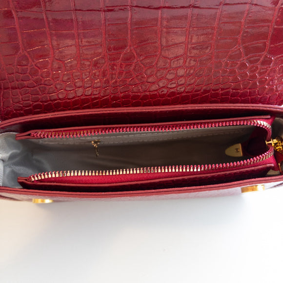 Structured Red Faux Croc Embossed Shoulder & Crossbody Bag / Purse NWT