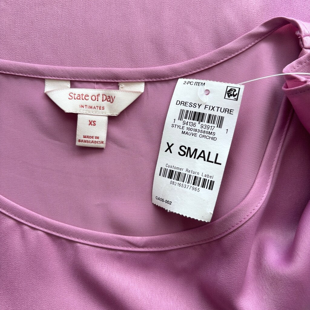 State of Day Women's Pink 2-Pc. Crepe de Chine Short-Sleeve Pajama Set NWT