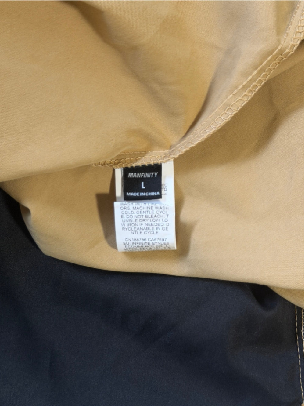 SHEIN Manfinity Large Black & Beige Colorblock Hooded Button Down Shirt NWT