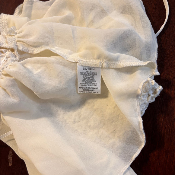 Love Tree Women's Medium Ivory Strappy Lace and Chiffon Crop Top NWOT