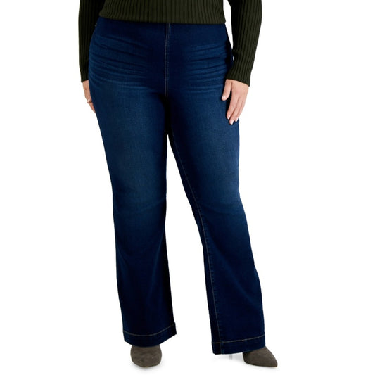 INC International Concepts Plus Size 26W Pull-On Blue Flare Jeans NWT