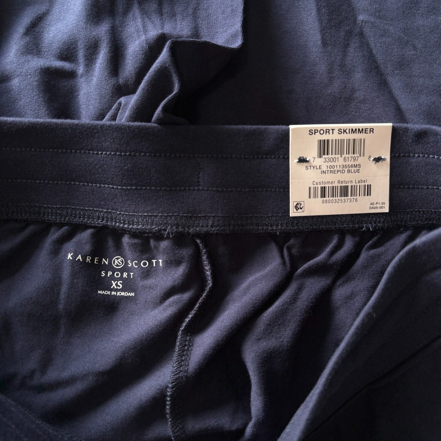 Karen Scott Navy Blue Skimmer Drawstring Knit Stretchy Knee-Length Shorts NWT