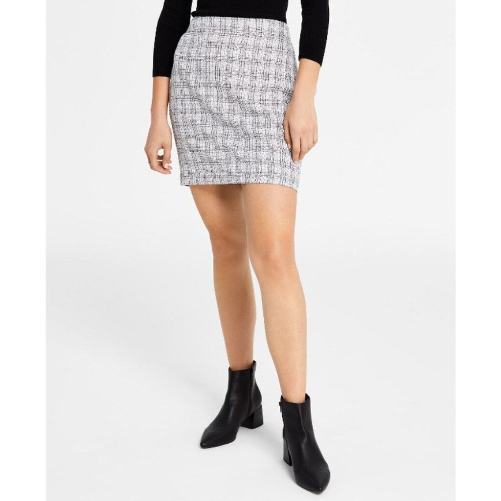Bar III Women's Size 14 Black and White Tweed Formal Pencil Skirt NWT