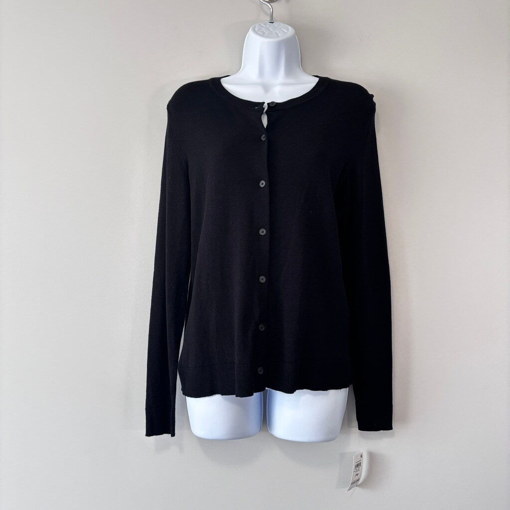 Style & Co Women's Medium Petite Black Button-Up Cardigan Sweater NWT