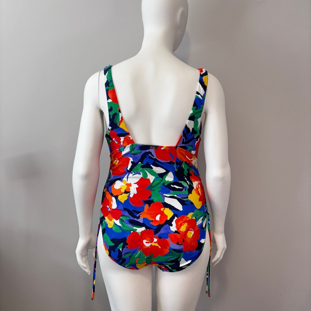 Ralph Lauren Women's Plus Size Colorful Side-Shirred One-Piece Swimsuit NWT