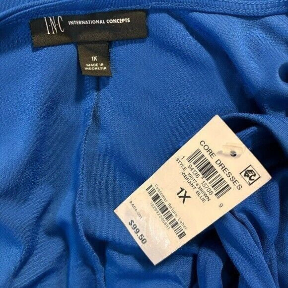 I.N.C. International Concepts Plus Size Blue Side-Tie Wrap Dress NWT