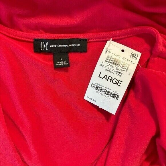 I.N.C. International Concepts Women's Sleeveless Hot Pink 1/4-Zip Top NWT