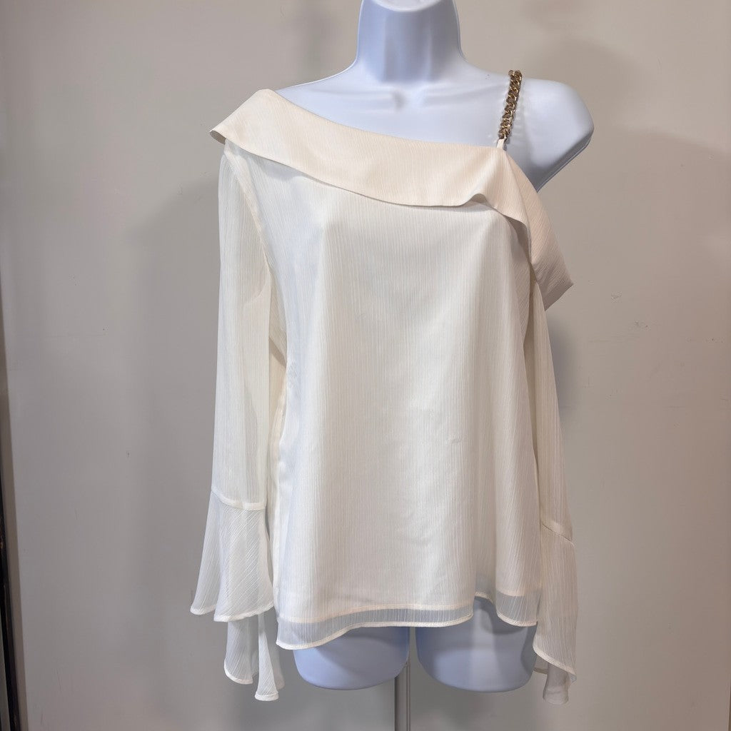 INC International Concepts Women's Small Ivory Asymmetric Chain-Strap Top NWT