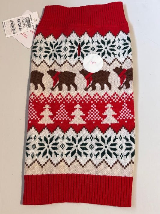 Charter Club Holiday Lane Holiday Bear & Snowflake Dog Sweater Size Medium NWT