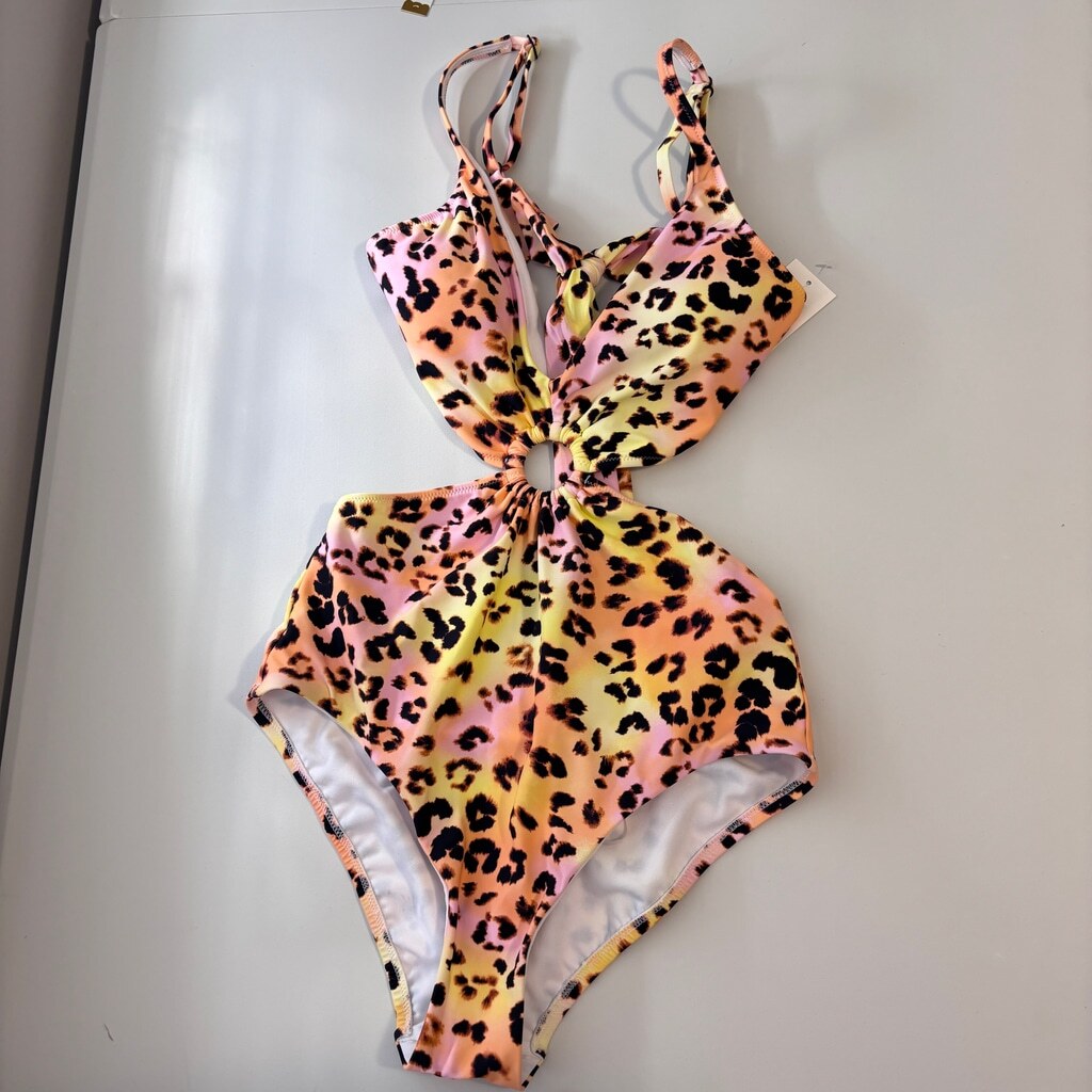 Bar III Women's Multicolor Animal-Print O-Ring Monokini Swimsuit NWT