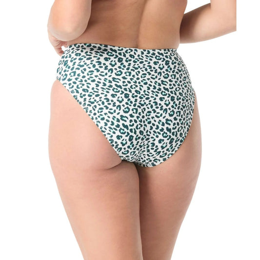 Coco Reef Women's Extra Large Teal Leopard Print High Waist Bikini Bottom NWT