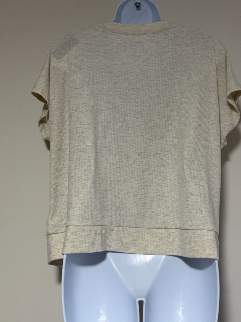 GAP Size Medium Beige Khaki Ribbed Short-Sleeve Soft Pajama Top NWT
