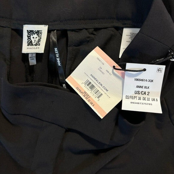 Anne Klein Black Clean Front Women's Dress Pants NWT