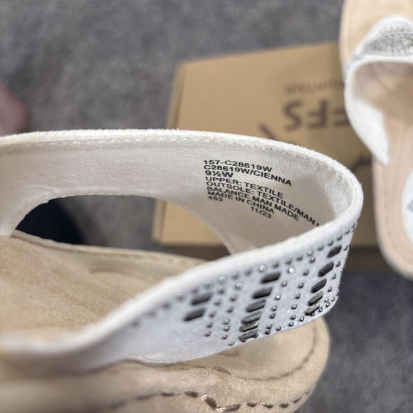 Cliffs by White Mountain Cienna Women's 9.5W White Comfort Beaded Sandals NIB