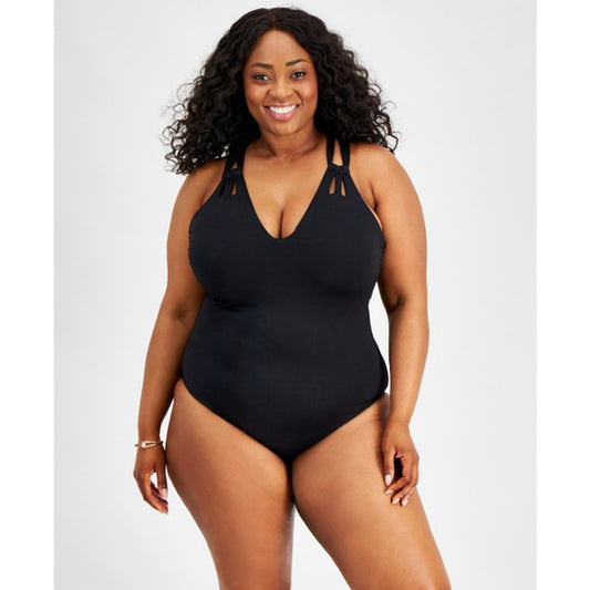 Becca ETC by Rebecca Virtue Plus Size 1X Black One-Piece Swimsuit NWT