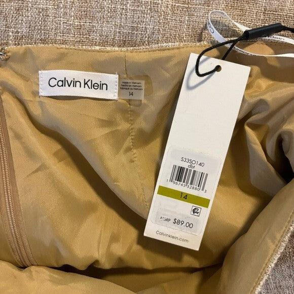 CALVIN KLEIN Women's 14 Biscotti Knee-Length Textured Pencil Skirt NWT