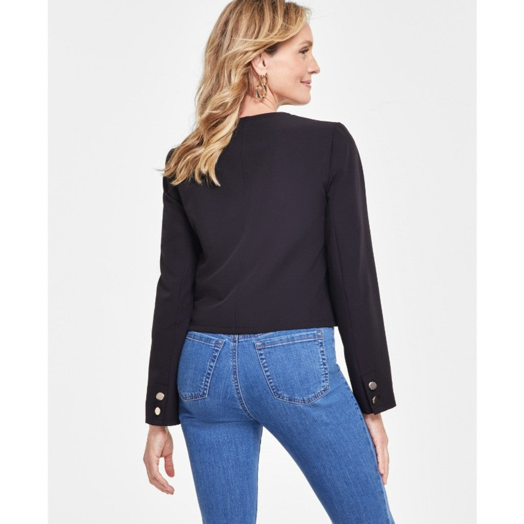 INC International Concepts Medium Black Gold Button Cropped Jacket NWT