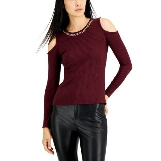 I.N.C. International Concepts Petite XL Chain-Embellished Cold-Shoulder Top NWT