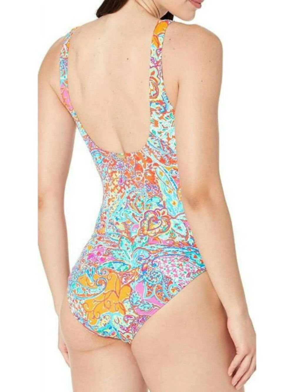 Ralph Lauren Size 12 Bold Multicolor Surplice Printed One-Piece Swimsuit NWT