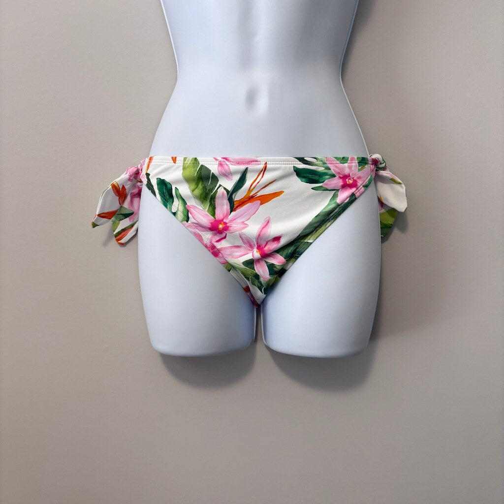 Ralph Lauren Women's 8 Side-Tie White Floral-Print Hipster Bikini Bottoms NWT