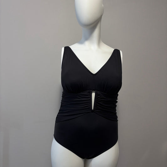 Bleu by Rod Beattie Women's 20W Plus Size Black Ruched One-Piece Swimsuit NWT