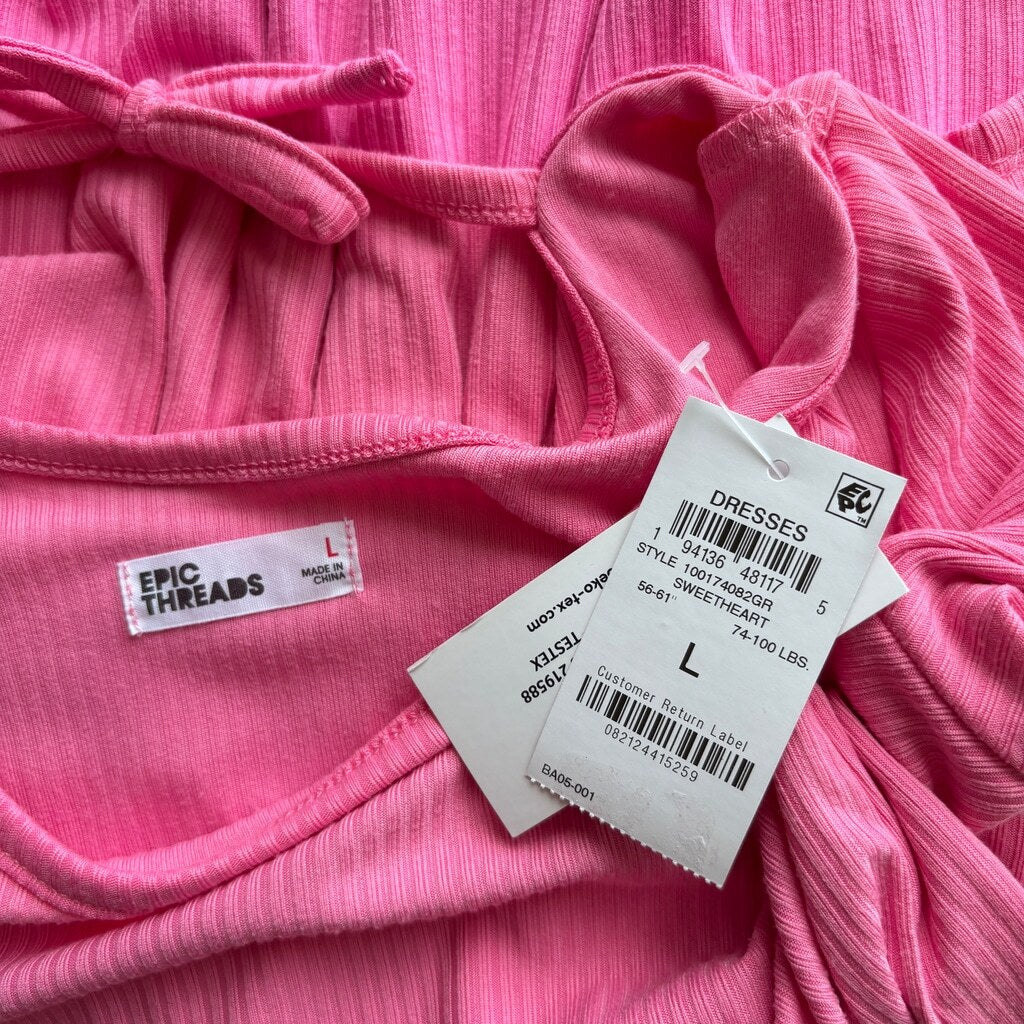 Epic Threads Big Girls Size Large Pink Ribbed-Knit Tiered Ruffled Dress NWT